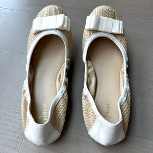 Cole Haan Ballet Bow Flats - Cream Weave With White Bow - Size 9